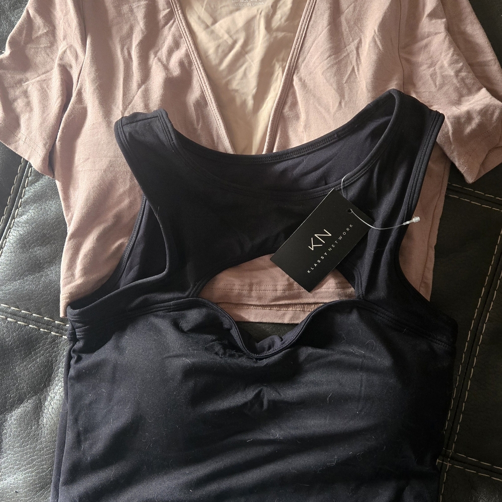 Klassy Network Crop Tops in Black and Pink